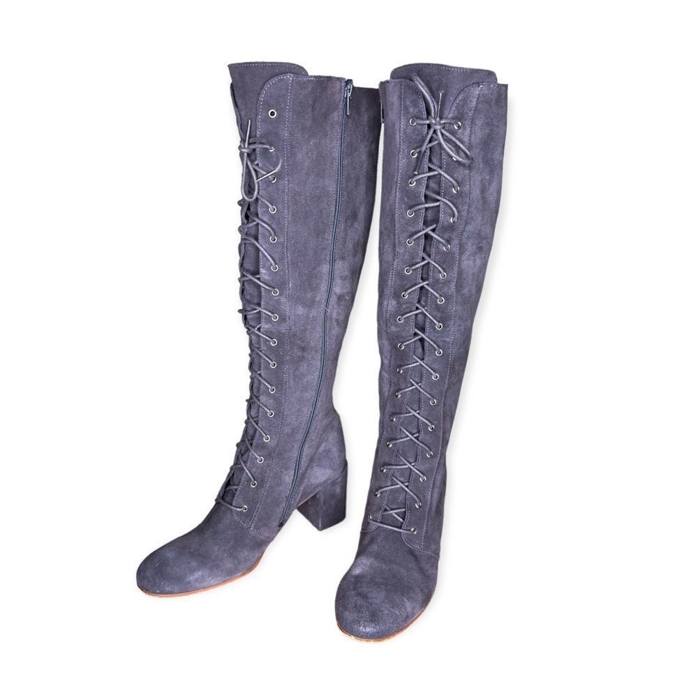 Sixtyseven Charcoal Lace-Up Heeled Boots